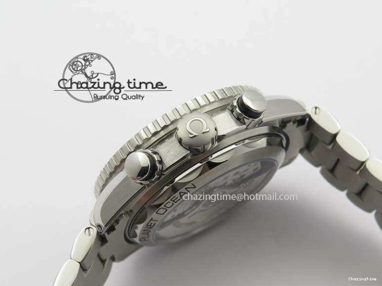 0413 Sustainable Planet Ocean Master Chronometer Chrono SS OM 1:1 Best Edition Black Dial On SS Bracelet A 8179